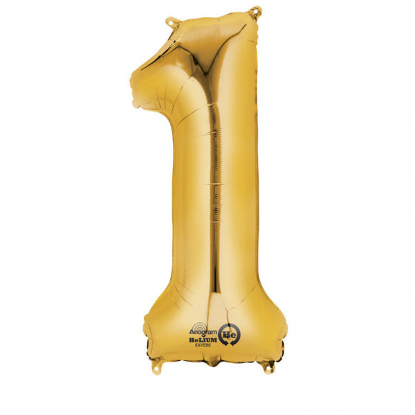 ZAHL GOLD - 1  2824401 FOLIENBALLON 33 X 86 CM