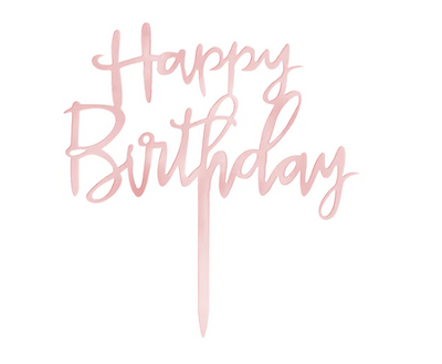 Cake Topper Happy B-Day Mirror Rosegold 13x13,5 cm