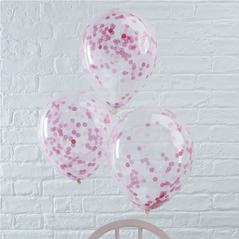 CLEAR BALLON MIT KONFETTIPINK/5