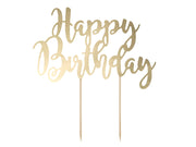 CAKE TOPPER GOLD HAPPY BIRTHDAY 22.5 CM