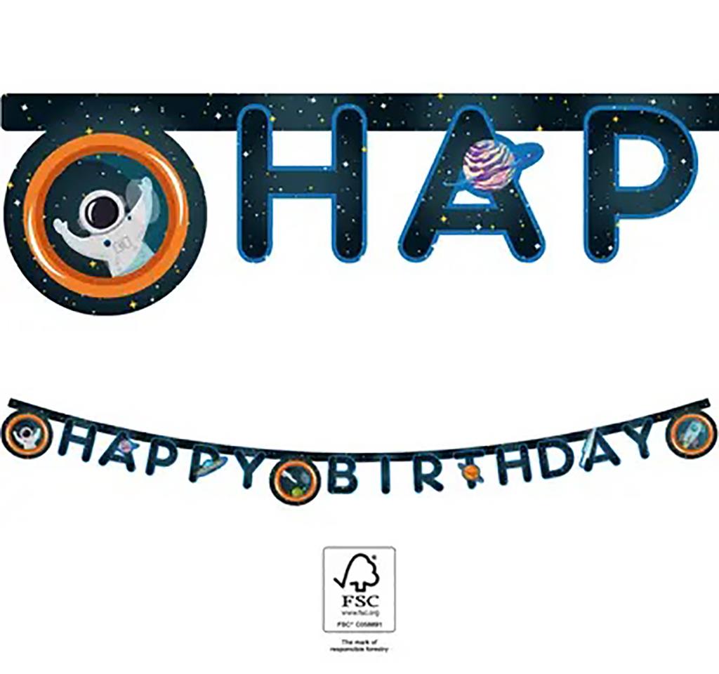 SPACE ROCKET H-BIRTHDAY BANNER