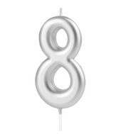 KERZE NUMMER 8 SILBER