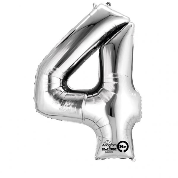 ZAHL SILBER - 4  2798401 FOLIENBALLON 66 X 88 CM