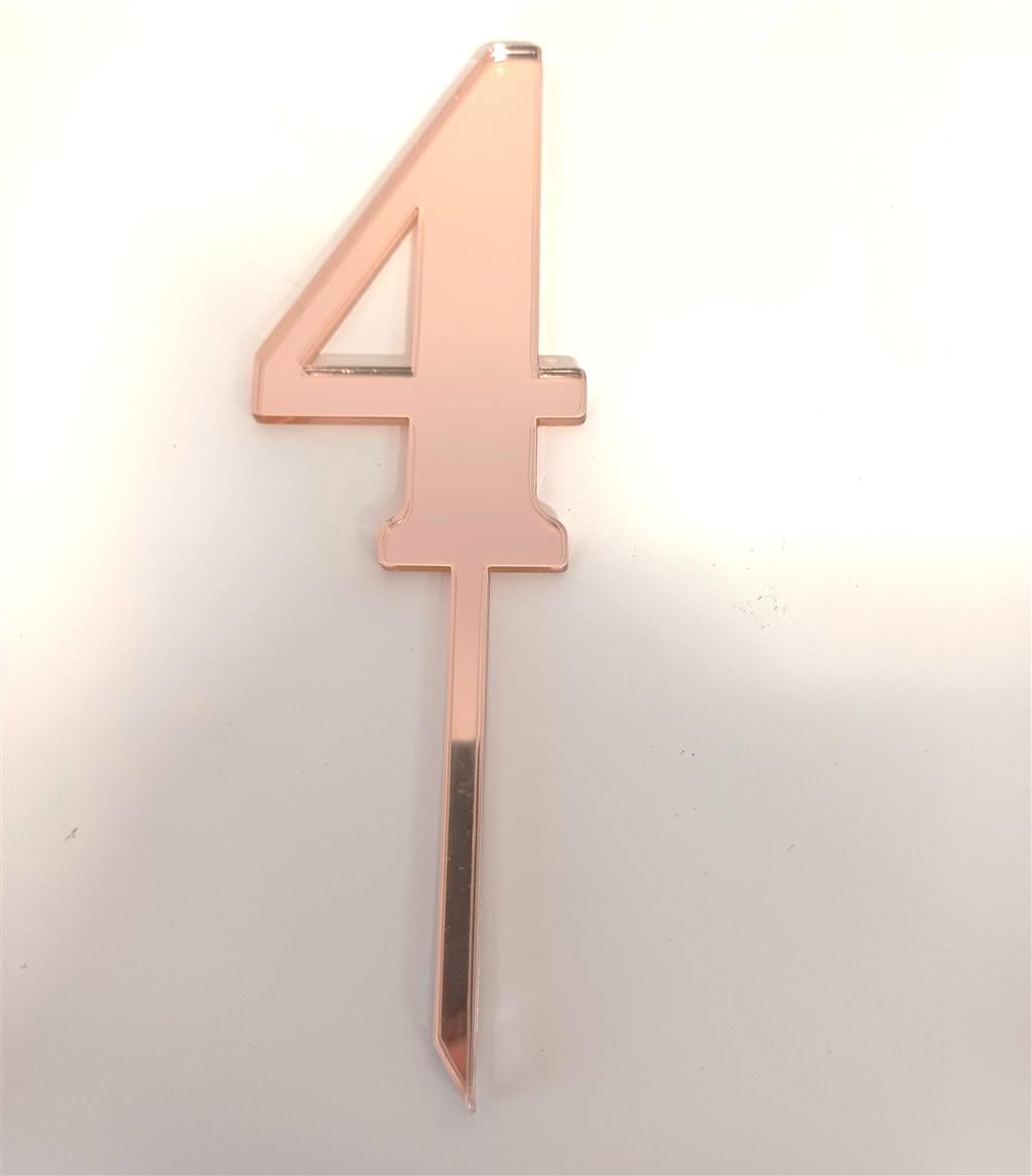 CAKE TOPPER ACR. ROSEGOLDZAHL 4