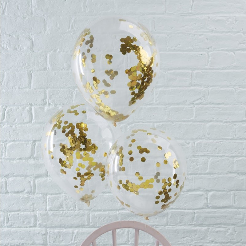 CLEAR BALLON MIT KONFETTIGOLD/5