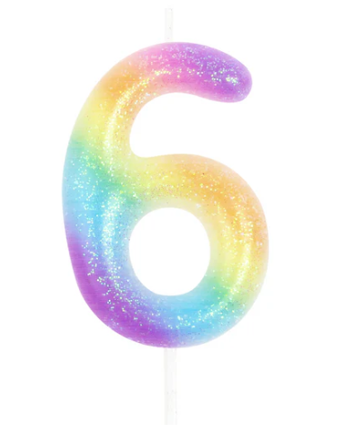 KERZE NUMMER 6 RAINBOW