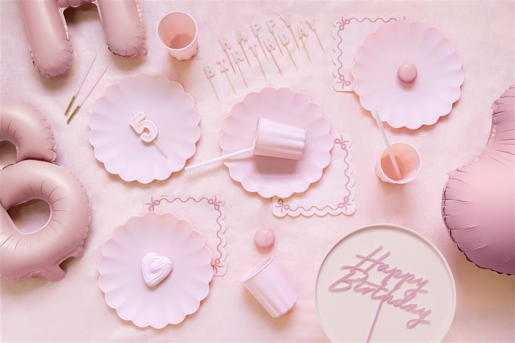 CAKE TOPPER HAPPY B-DAY MATT ROSA 16,5 CM