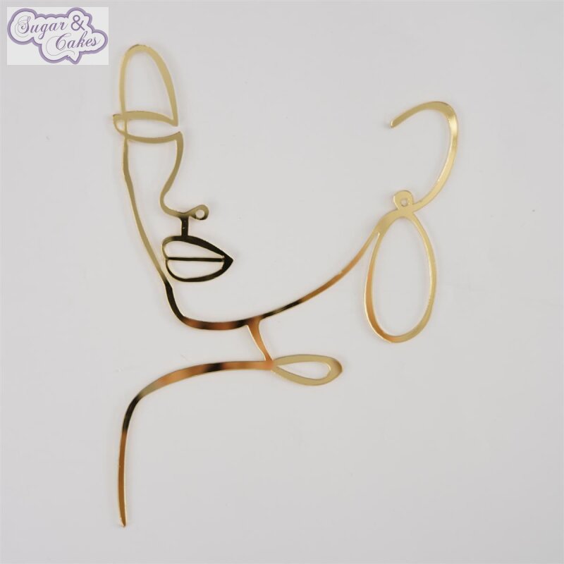 CAKE TOPPER ACRYL GOLD SILHOUETTE WOMAN