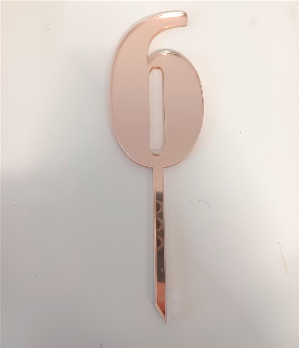 CAKE TOPPER ACR. ROSEGOLDZAHL 6
