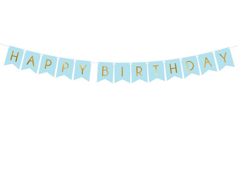 HAPPY BIRTHDAY BANNER LIGHT BLUE 15 X 175 CM