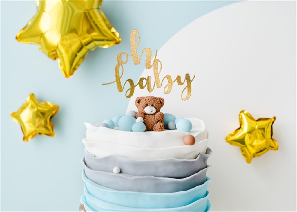 CAKE TOPPER OH BABY GOLD, 25 CM