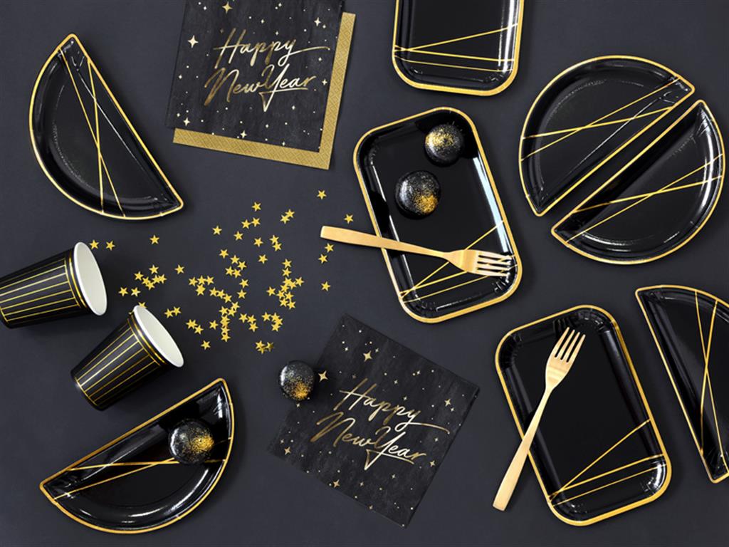 SERVIETTEN HAPPY NEW YEAR SCHWARZ&GOLD