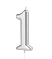 KERZE NUMMER 1 SILBER