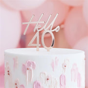 CAKE TOPPER HELLO 40 ACRYL ROSE GOLD