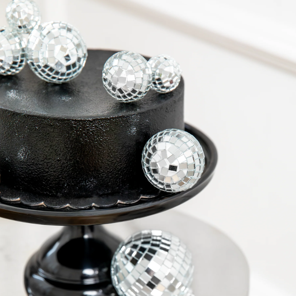 Topper Discokugeln-silber  auf Torte