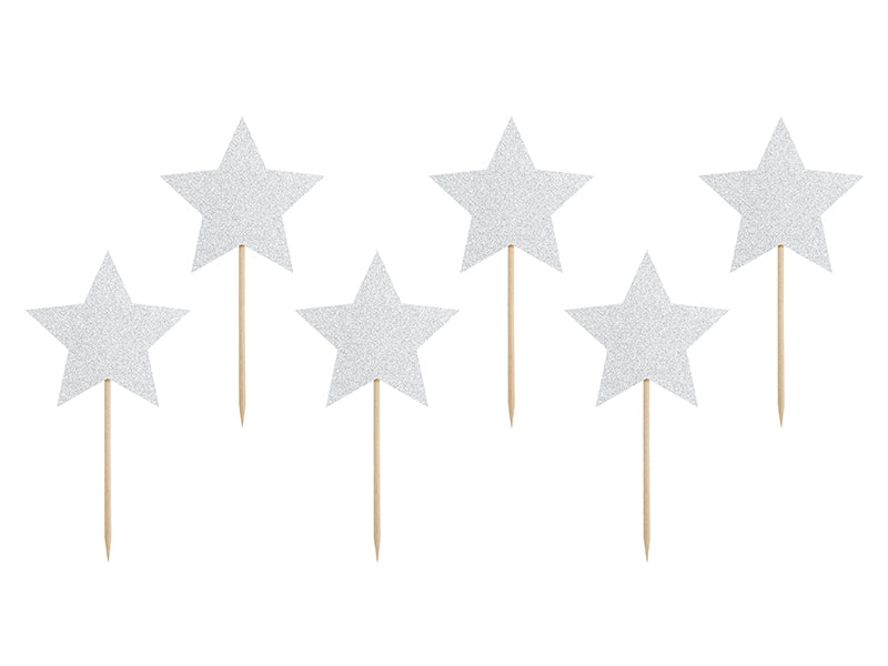 CUPCAKE TOPPERS STARS SILBER