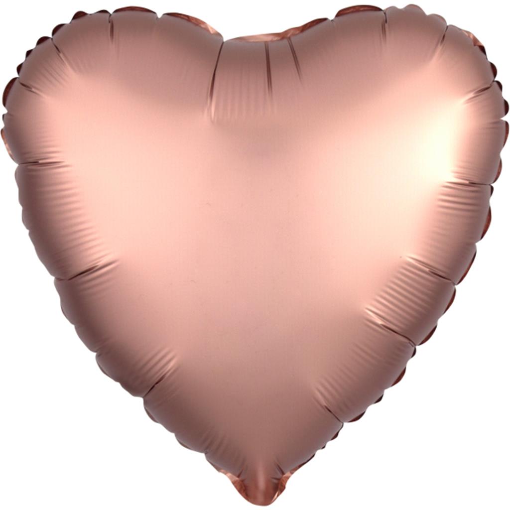 HERZ FOLIENBALLON 43 CM ROSECOPPER-SEIDENSCHIMMER
