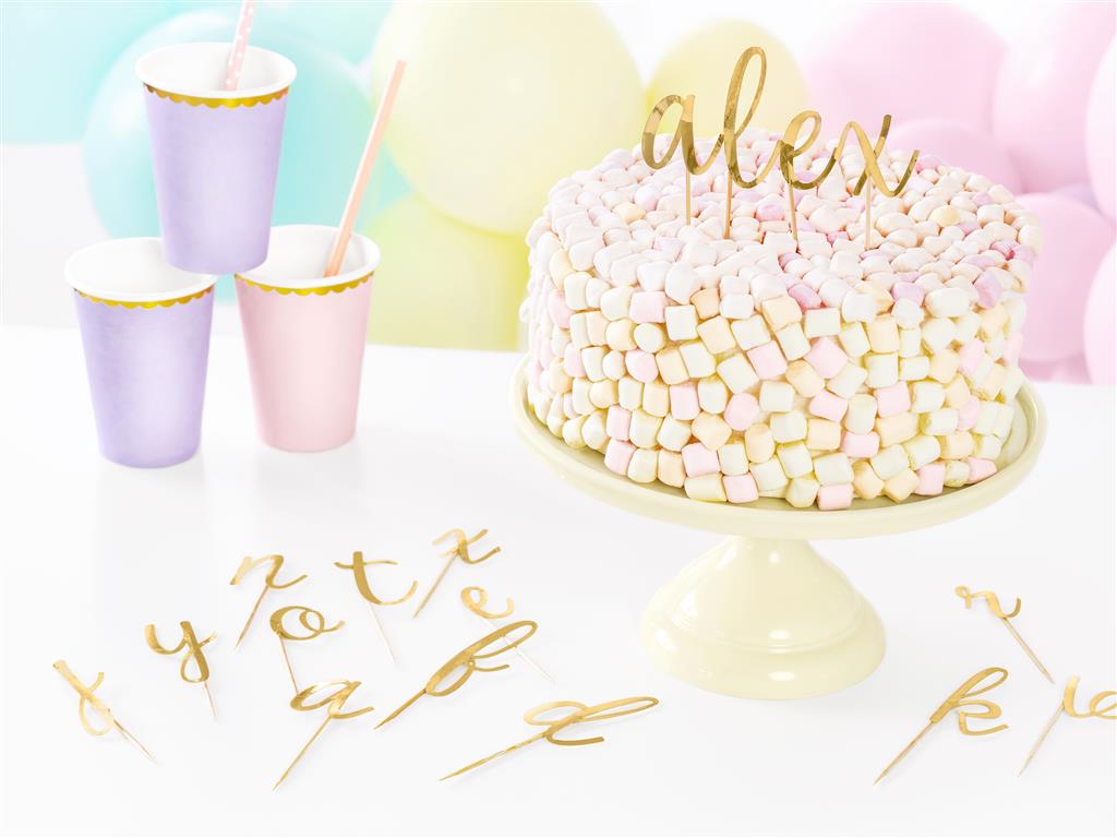 CAKE TOPPER ALPHABET GOLD 9,5-12 CM
