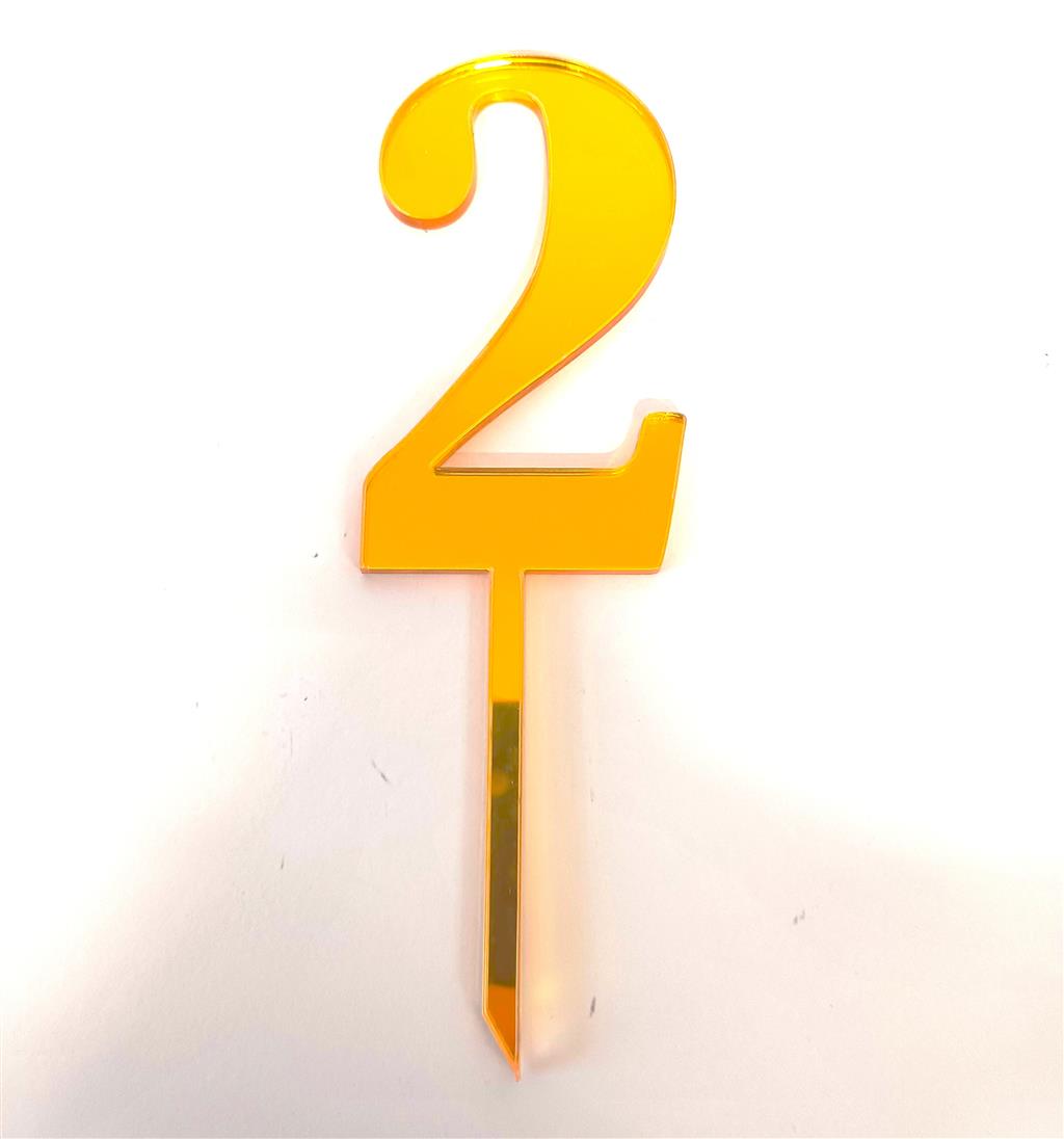 CAKE TOPPER ACRYL GOLD ZAHL 2