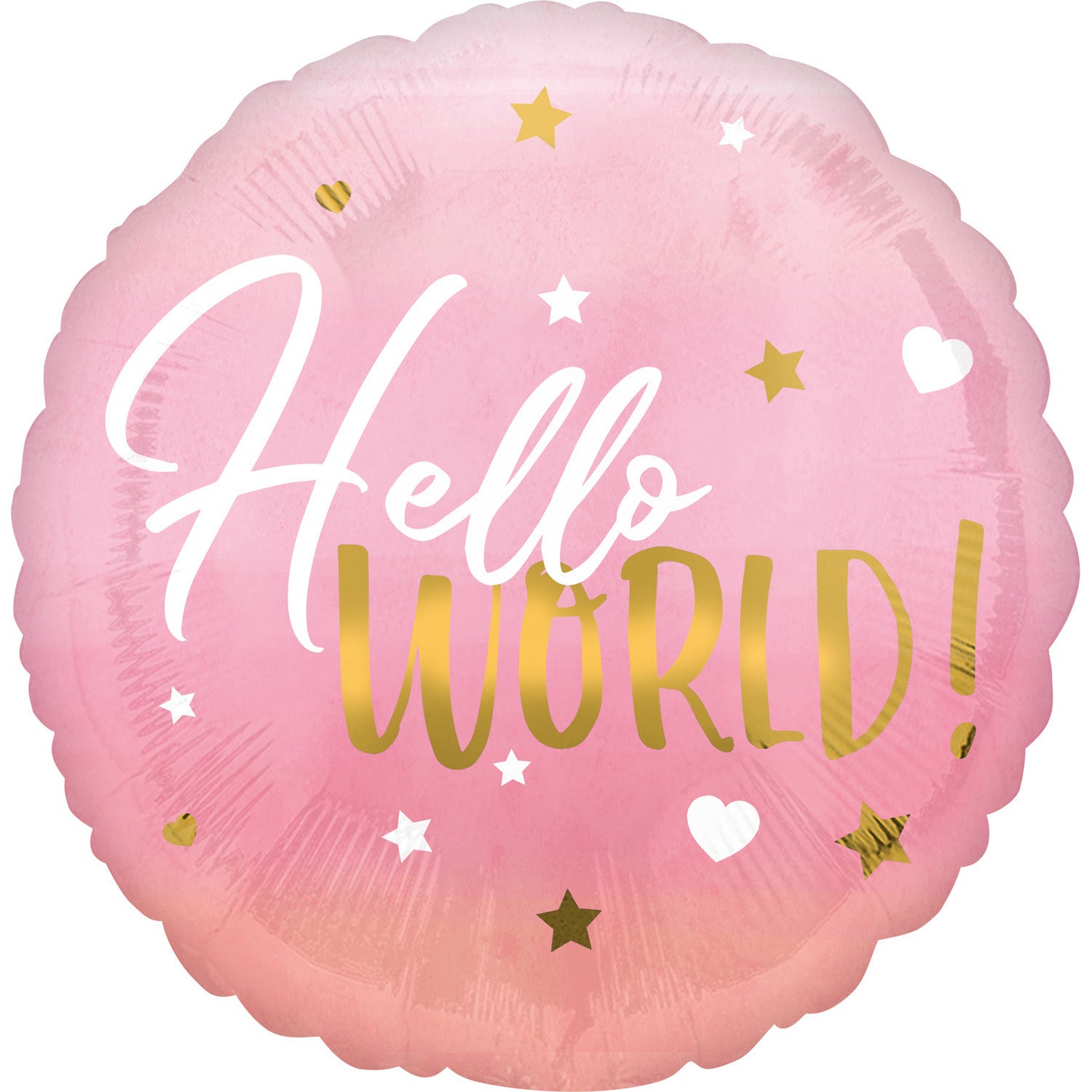 HELLO WORLD FOLIENBALLON ROSA
