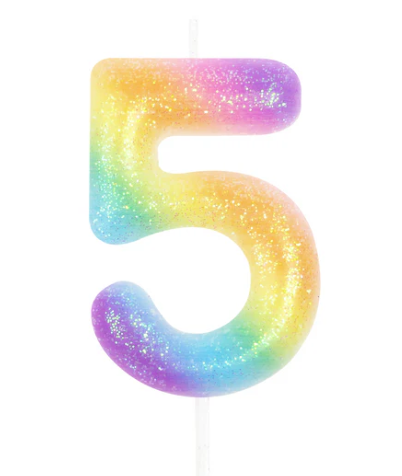 KERZE NUMMER 5 RAINBOW