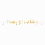 PINK OMBRE 1ST B-DAY BANNER