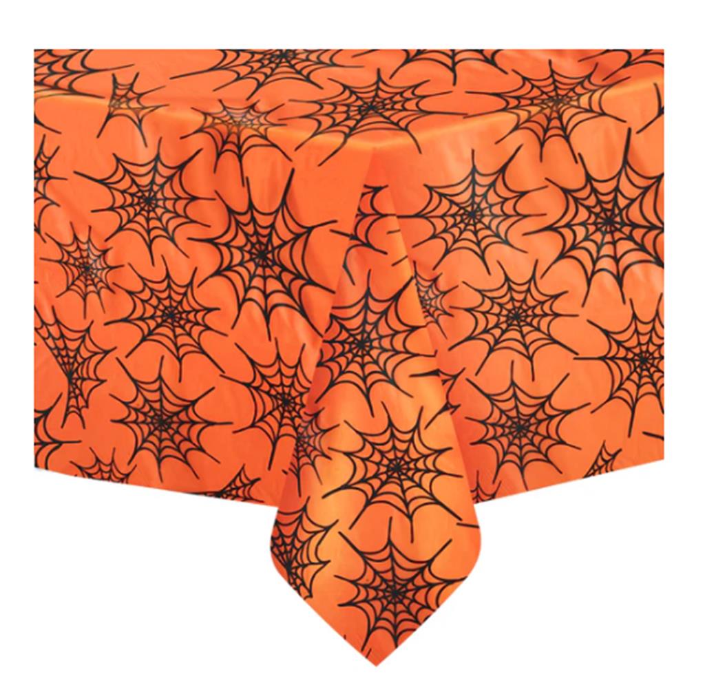 HALLOWEEN TISCHDECKE SPINNENNETZE ORANGE