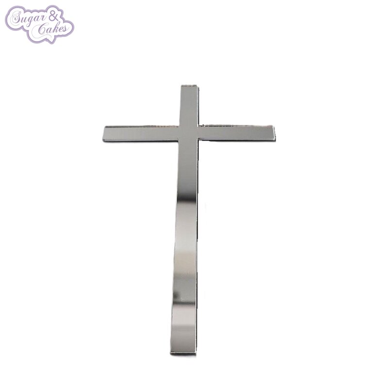 CAKE TOPPER KREUZ 10X7 CMSILBER