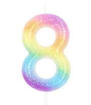 KERZE NUMMER 8 RAINBOW