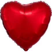 HERZ FOLIENBALLON 43 CM METALLIC RED