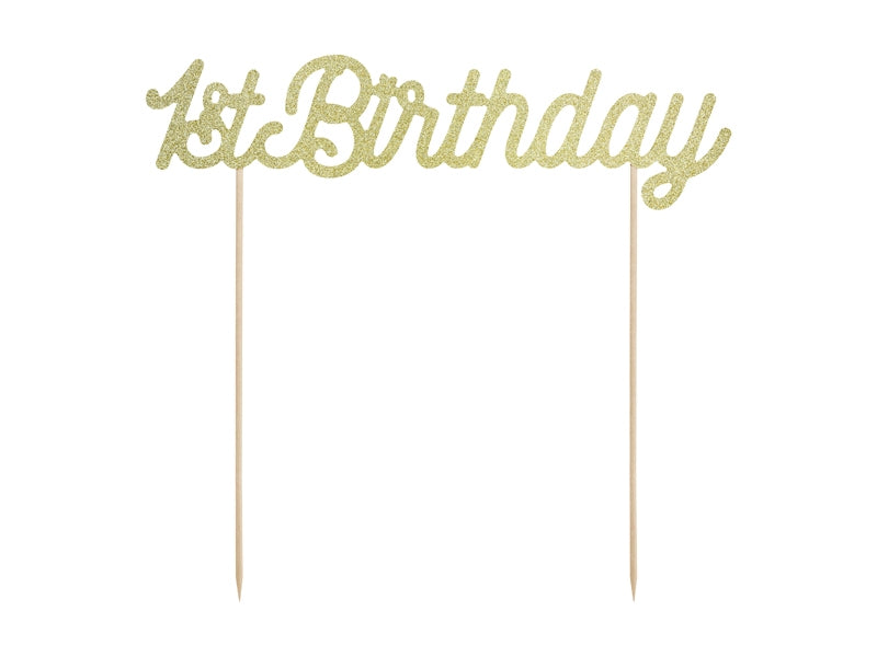 1ST BIRTHDAY CAKE TOPPER GOLD 21 CM