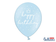 BALLON HAPPY BIRTHDAY PASTEL BLUE 30 CM/6