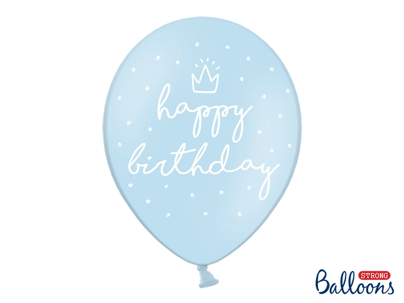 BALLON HAPPY BIRTHDAY PASTEL BLUE 30 CM/6