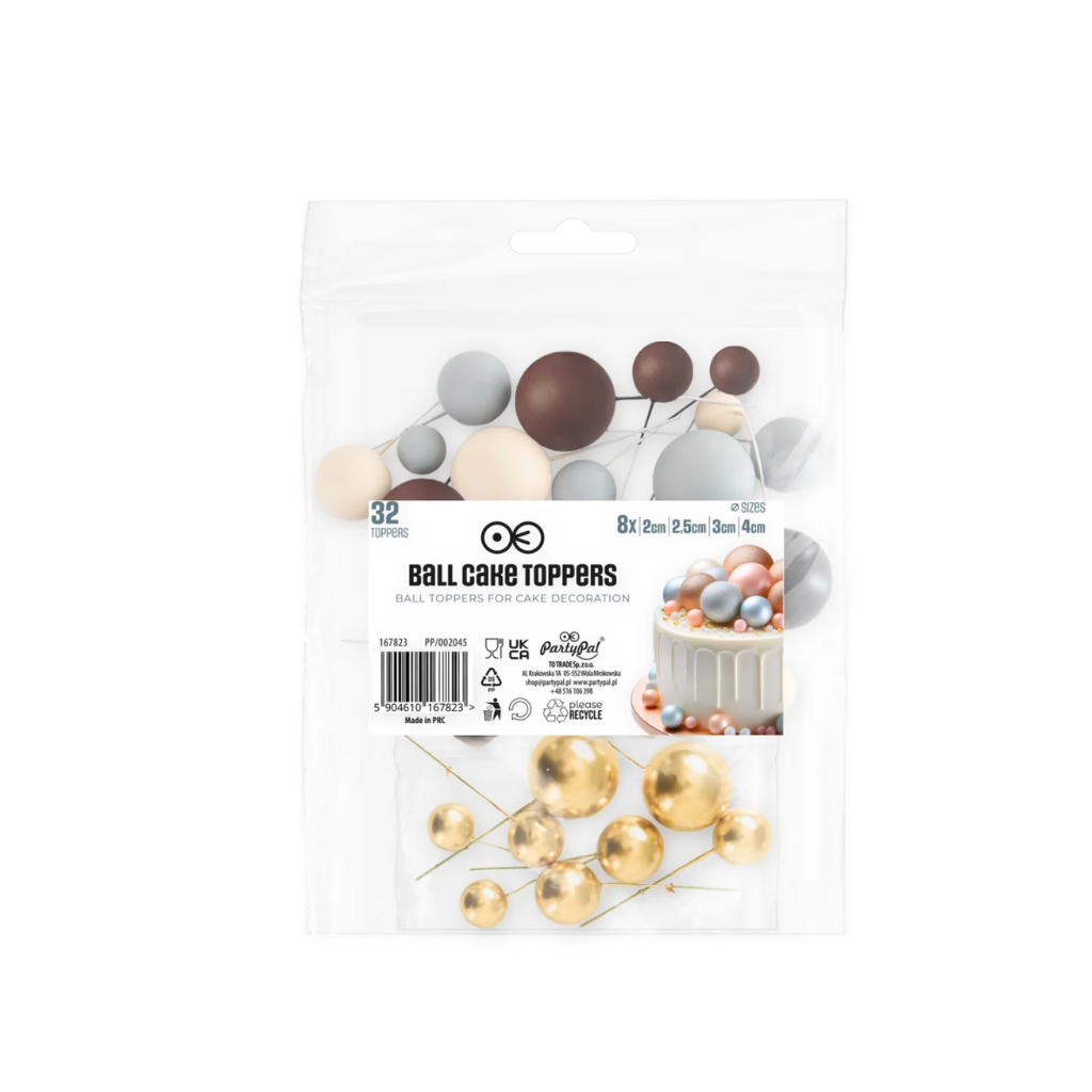 TOPPER KUGELN SCHWARZ/ GOLD/BEIGE/GRAU 32-ER SET