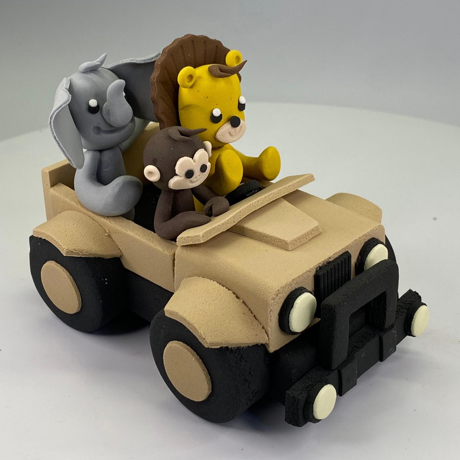 SAFARI TIERE IM JEEP ZUCKERFIGUR