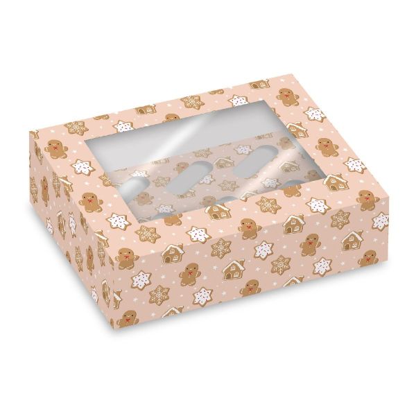 Keksschachtel/Cupcake Box 6er/2 Lebkuchen