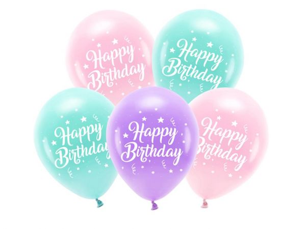 Eco Ballon Happy Birthday Pink/Lila