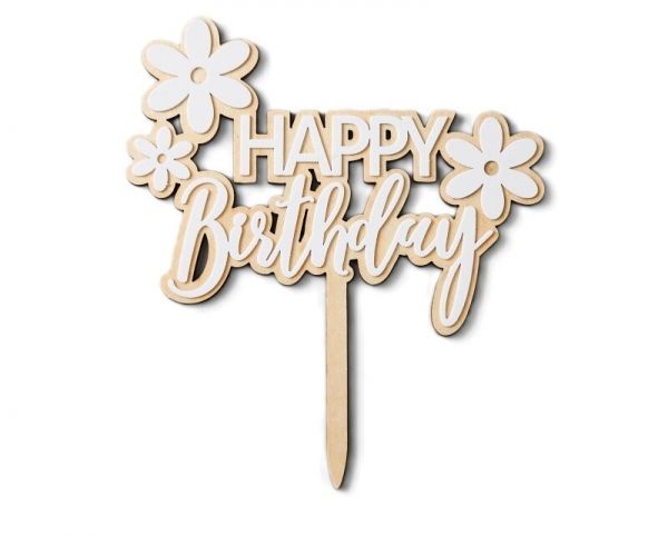 Cake Topper Flower Happy Birthday