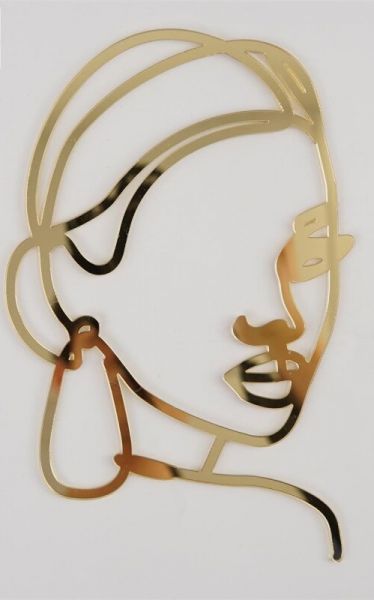 Cake Topper Acryl Gold Woman with Hair